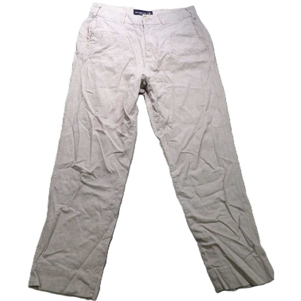 Abercrombie Fitch Pants Men 29x30 Beige Linen Blend Loose Fit Chino Trousers EUC